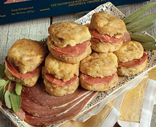 Sliced Country Ham with Sweet Potato Biscuits